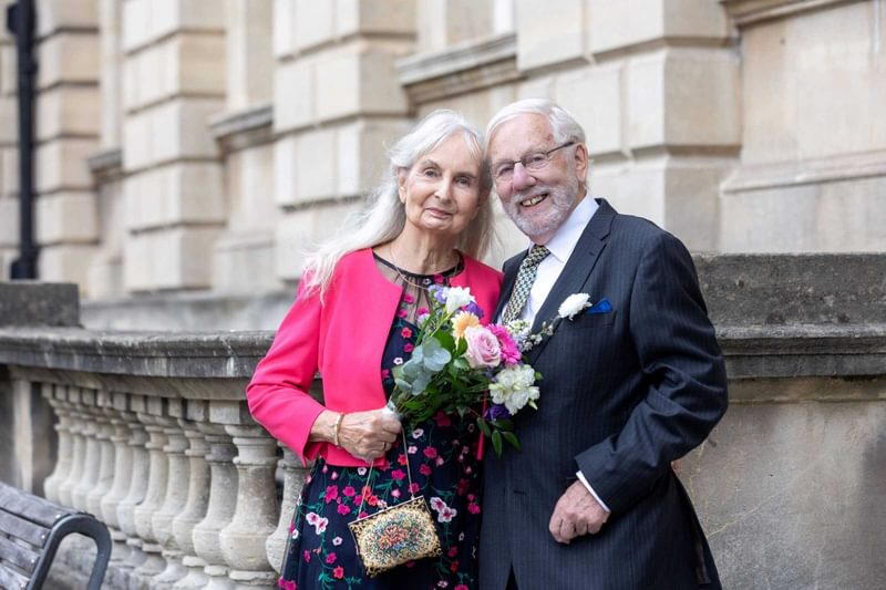 St monica trust Rosa and Chris at wedding